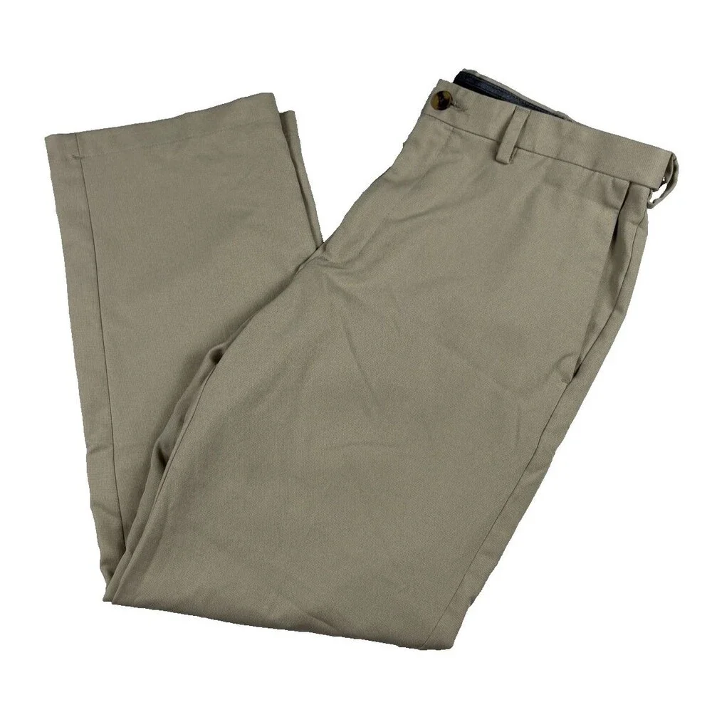 Haggar Cool Right Performance Flex Pants Mens 34x30 Khaki Classic Fit Flat Front - Picture 3 of 10